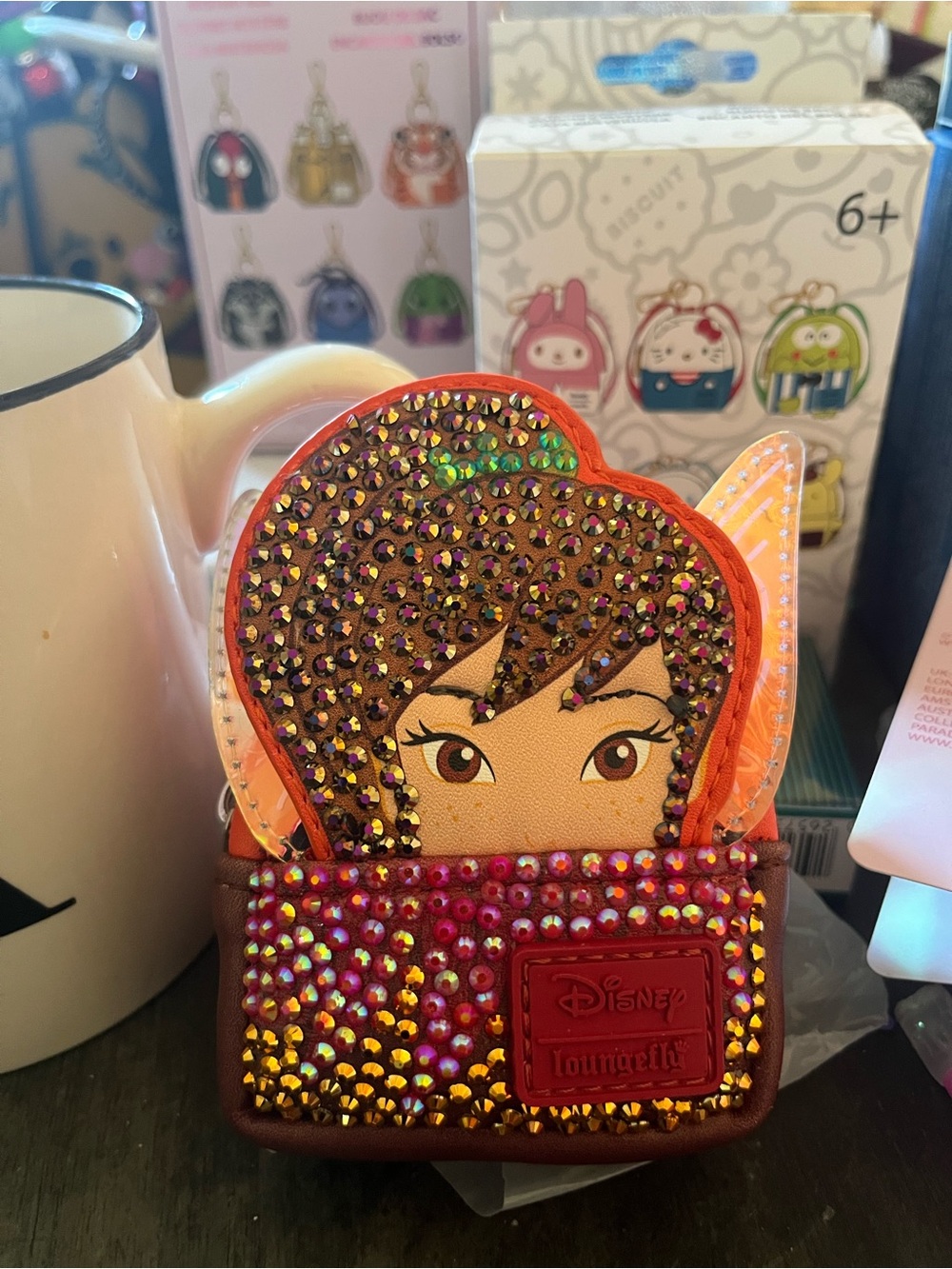 Loungefly Orange Tinker Bell Crystal Cardholder with Multicolor Rhinestones